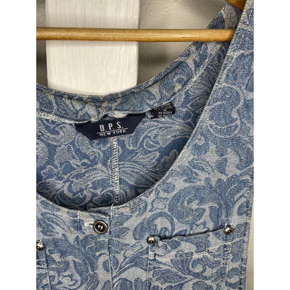 Vintage DPS New York Sleeveless Button Lightweight Denim Dress Medium Cotton - Picture 3 of 4